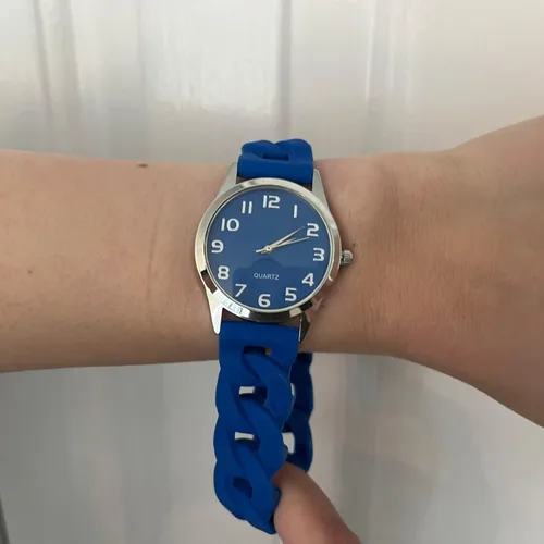 Vista 2 de Reloj de pulsera extensible de silicona elástica Reloj de pulsera analógico con correa elástica Relojes unisex Relojes para hombre Relojes