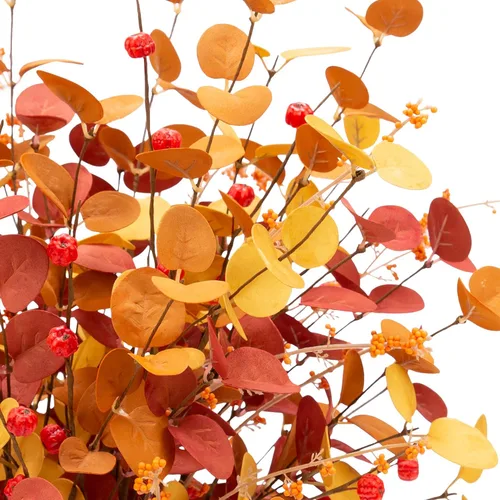 Vista 5 de 6 piezas de tallos de eucalipto artificial, decoraciones de otoño, ramas de hojas, decoraciones de otoño con ramas de flores de otoño y plantas