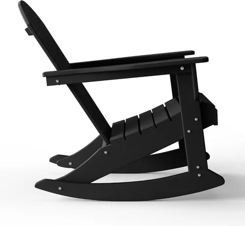 Vista 8 de WestinTrends Silla mecedora Malibu de poliéster para exterior/patio Adirondack, Negra