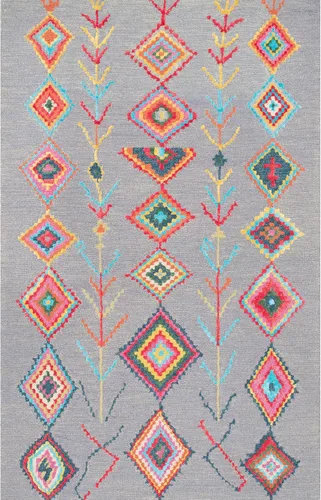 Vista 4 de NuLOOM Belini Alfombra de lana con acento a mano, 2 pies x 3 pies, color marfil Nuloom Belini Trellis - Alfombra de lana para sala de estar
