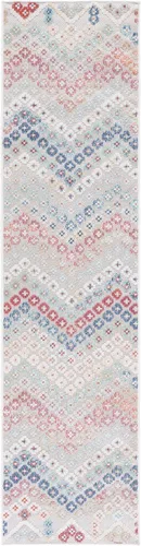 Vista 4 de SAFAVIEH Cabana Collection - Alfombra para pasillo, 2 pies 2 pulgadas x 9 pies, color azul óxido y marfil, diseño bohemio de cheurón, no desprende