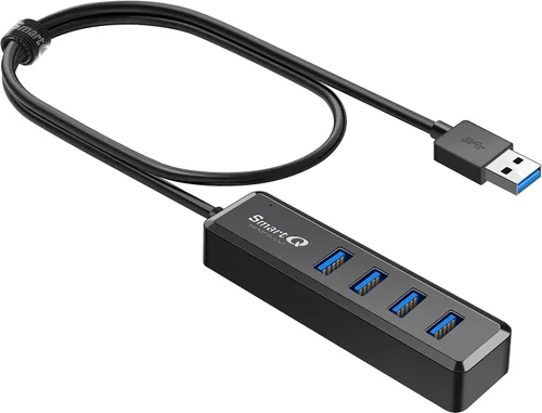 Vista 7 de SmartQ H302Pro Hub USB C, concentrador USB 3.2 SuperSpeed de 4 puertos con cable de extensión de 1 pie, compatible con carga, compatible
