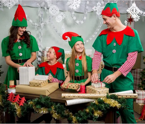 Vista 7 de Disfraz de elfo navideño para adultos, disfraz de elfo de Navidad para hombre