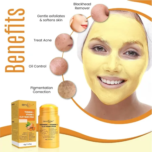 Vista 2 de Mascarilla de arcilla orgánica con vitamina C – Mascarilla facial de arcilla desintoxicante para cicatrices de acné y limpieza de poros – Limpia