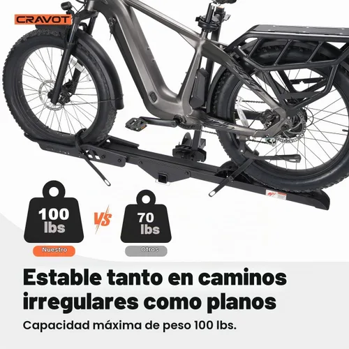 Vista 2 de CRAVOT CyberRack E1 - Portabicicletas eléctricas, capacidad de 100 libras, plegable, para enganche de remolque, portabicicletas eléctricas pesadas