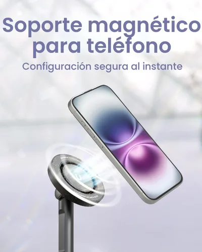 Vista 2 de KraftGeek Trípode magnético para teléfono con palo selfie automático de 66'' para iPhone MagSafe – con control remoto, trípode portátil para Negro