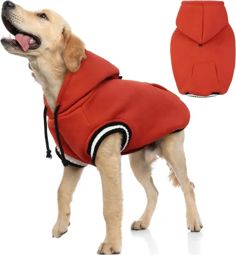 Vista 11 de FUAMEY Sudadera con capucha para perro, suéter de forro polar para invierno, sudadera cálida para mascotas con bolsillo, atuendo suave y cálido