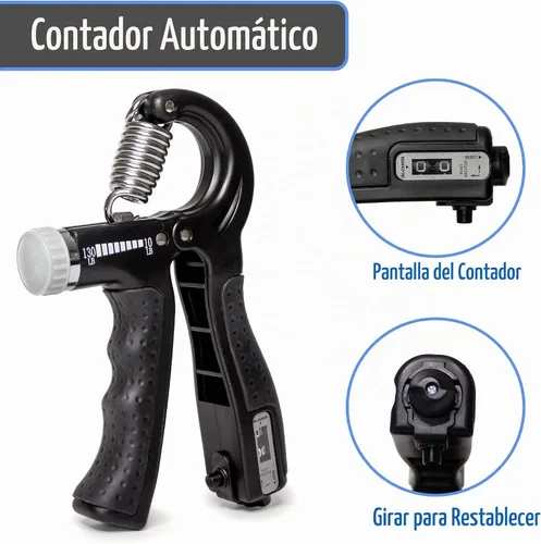 Vista 4 de DMI Fortalecedores de agarre compactos para ejercicio de mano con resistencia de peso ajustable de 10 a 130 libras, el rastreador de agarre mantiene