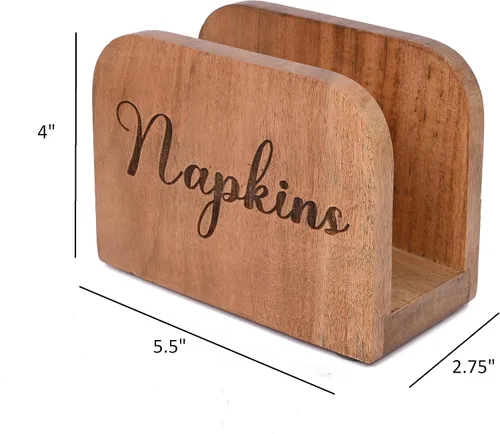 Vista 5 de NIRMAN Servilleteros de madera de acacia para cocina, dispensador de servilletas de papel vertical para cocina, decoración de mesa de comedor