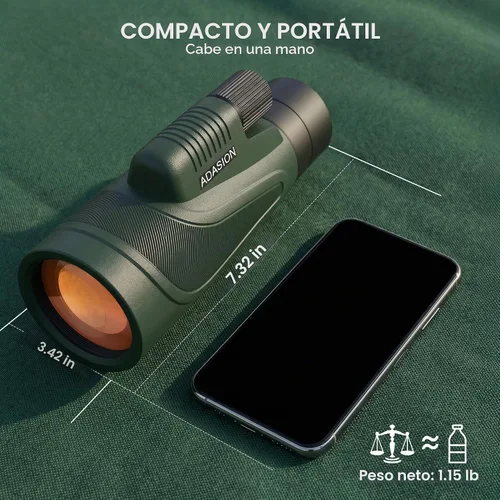 Vista 6 de Monoculares de 12 x 54 para adultos de alta potencia con adaptador de Verde