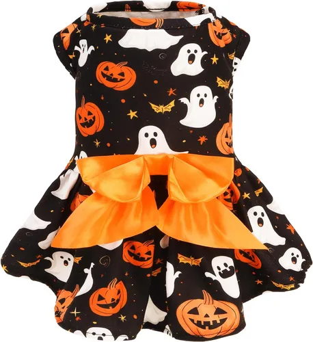 Vista 14 de PUPTECK Vestido estampado para perro, ropa para mascotas para el 4 de julio con lindo corbatín para cachorros, bandera, XS Estilo americano