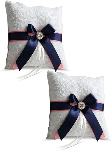 Vista 12 de Juego de almohada y cesta de anillo de marfil Colección de encaje niña de flores y cesta de bienvenida para invitados, cestas de boda hechas a