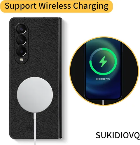 Vista 5 de Para Samsung Galaxy Z Fold 5 Etiqueta engomada del teléfono Skin Wrap Tira de cuero 3M Ultra Delgado Ultraligero Etiqueta Protector de Vidrio