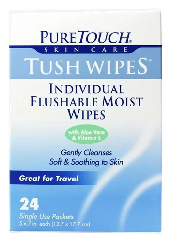 Vista 2 de Tush Wipes para adultos, 24 toallitas húmedas desechables individuales