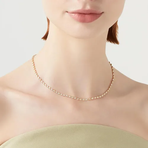 Vista 2 de Miabella 925 Sterling Silver Italian Solid 2.5mm Two-Tone Twisted Herringbone Chain Necklace for Women Made in Italy