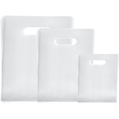 Vista 4 de Saintrygo 120 bolsas de compras negras de 2.36 mil con asas de 6 x 8/8 x 12/10 x 14 pulgadas, bolsas de plástico reutilizables para regalo, bolsas