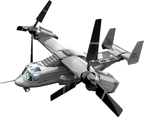 Vista 3 de Apostrophe Games V-22 Osprey Tiltrotor - Juego de bloques de construcción de aviones – 460 piezas de avión para niños mayores de 10 años y adultos