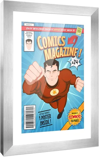 Vista 129 de Poster Palooza Marco de cómic con paspartú para 1 cómic de la Edad de Bronce publicado entre 1970 y 1985, marco de cómic negro para cómic de 7.25 x