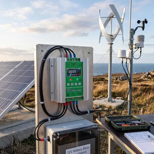 Vista 8 de Luqeeg Wind - Controlador de carga híbrido solar con pantalla LCD DC12V 24V 48V controlador automático de carga eólica y solar, viento de 1000 W +