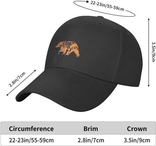 Vista 2 de Classic Low Profile Baseball Cap Mama-Bear-Heart Unisex Golf Dad Trucker Hat Black