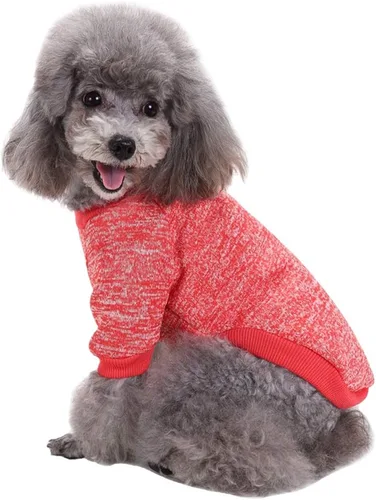 Vista 12 de Suéter de punto clásico para perros y mascotas, cálido para invierno, abrigo para cachorros y mascotas, ropa de suéter suave para perros pequeños