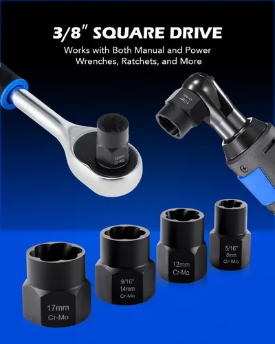 Vista 6 de Orion Motor Tech Juego de herramientas de extracción de tuercas y pernos de impacto, kit de herramientas para remover tuercas y pernos rayados