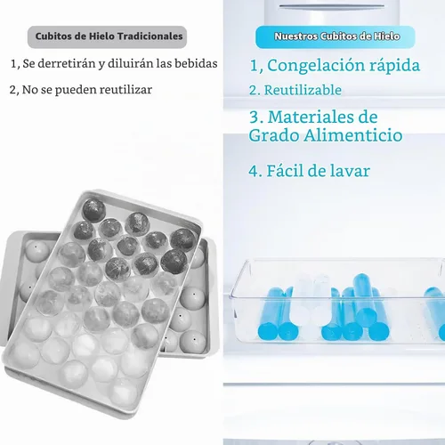 Vista 3 de Paquete de 12 cubitos de hielo reutilizables para bebidas, botella de agua reutilizable de congelación rápida, sin BPA, cubos de hielo de plástico