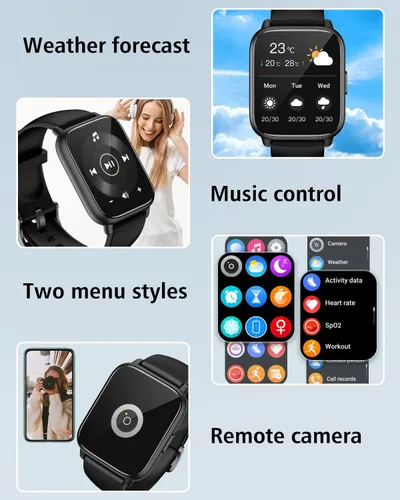 Vista 8 de RUIMEN Relojes inteligentes para hombres y mujeres (respuesta/hacer llamadas, 2 bandas incluidas), reloj inteligente de 1.8 pulgadas para teléfonos