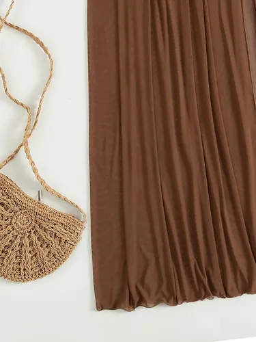 Vista 6 de Milumia Pareos de bikini de manga larga con cuello en V y abertura para mujer