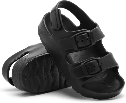 Vista 3 de INMINPIN Sandalias con hebilla para niños y niñas, cómodas sandalias de punta abierta con correa trasera ajustable