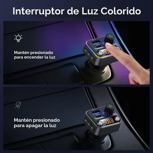 Vista 5 de Syncwire Bluetooth 5.4 Transmisor FM Adaptador de coche con interruptor