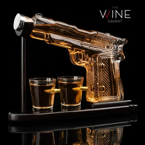 Vista 8 de Juego de decantador de pistola de whisky + 2 vasos bala - Regalos de pistola de Navidad y cumpleaños para hombres que lo tienen todo, regalos