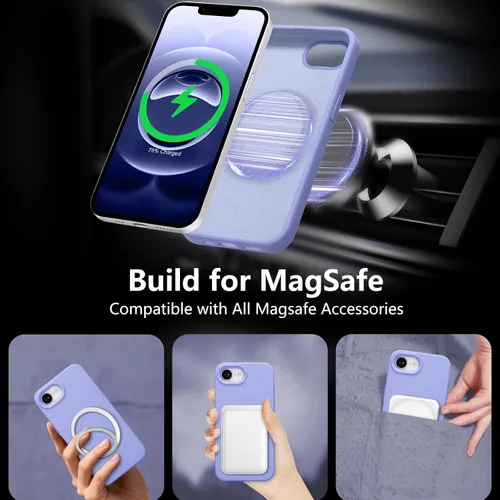 Vista 282 de Funda magnética de silicona para iPhone 13 Pro, color blanco antiguo [Compatible con Magsafe] [Forro de microfibra suave antiarañazos], funda