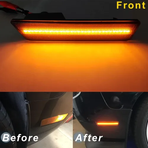 Vista 3 de Kits de luces laterales LED con lentes transparentes Challenger ámbar/rojas delanteras y traseras para Dodge Challenger 2008 2009 2010 2011 2012