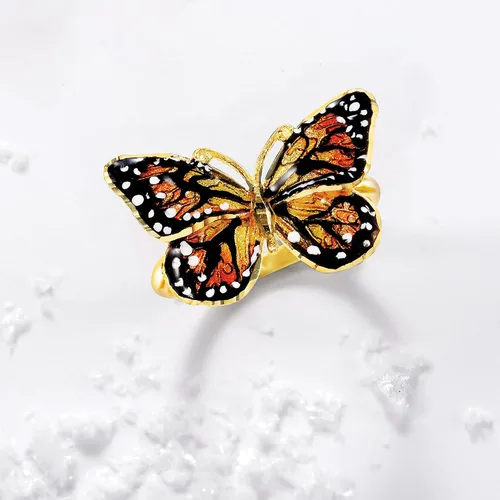 Vista 5 de Ross-Simons Italian 18kt Yellow Gold Butterfly Ring With Enamel