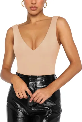 Vista 4 de REORIA Sexy escote en V profundo sin mangas con escote en V sin espalda para salir