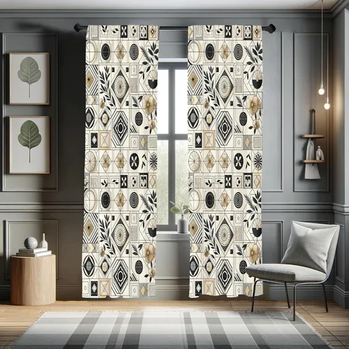 Vista 35 de Ambesonne - Paquete de cortinas de ventana de invierno de 2 unidades, cristales ornamentales de hielo con tiempo frío de enero abstracto, juego
