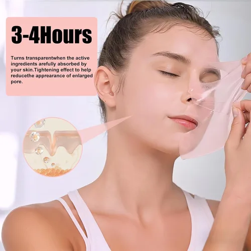 Vista 5 de Máscara facial de colágeno: mascarilla facial hidratante de hidrogel durante la noche, adecuada para el cuidado delicado de la piel de las mujeres