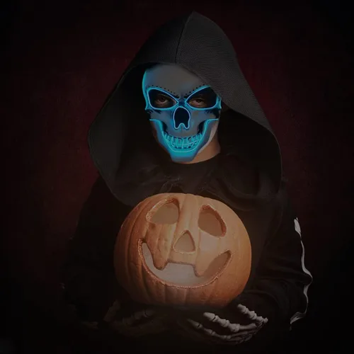 Vista 4 de Máscara de Halloween con luz LED de OceanWings para disfraces de miedo, para suministros de fiesta