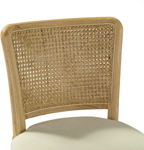 Vista 8 de HULALA Silla de oficina en casa, silla de escritorio de ratán con respaldo Beige