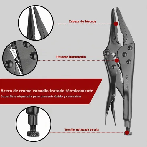 Vista 4 de Lichamp Juego de alicates de bloqueo: mordaza curvada de 10 pulgadas y pinzas de tornillo de punta de 9 pulgadas de largo, empuñaduras de tornillo