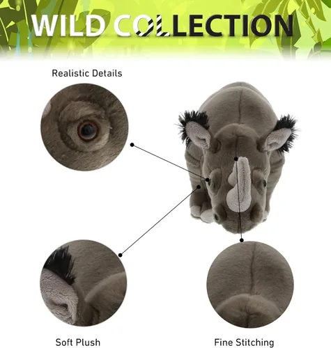 Vista 2 de DolliBu Colección de animales de peluche salvaje, Storytime Buddy Rhino Animal para niños, animales de peluche de safari de felpa de rinoceronte