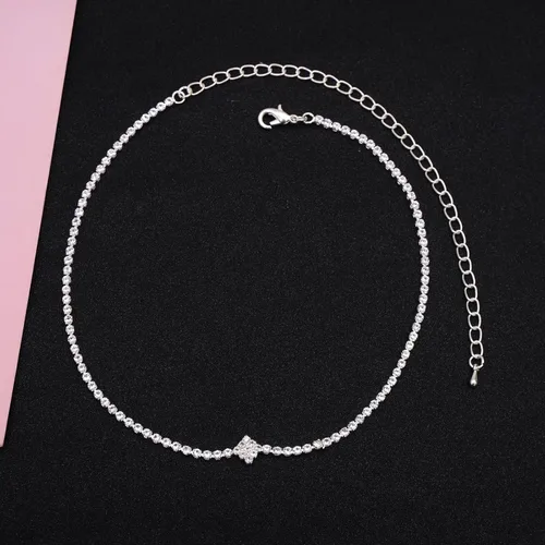 Vista 2 de HONGLU Elegant Bridal Crystal Necklace Earrings Bracelet Set Wedding Jewelry Sets Choker Necklace Prom Formal Costume Accessories for Bride