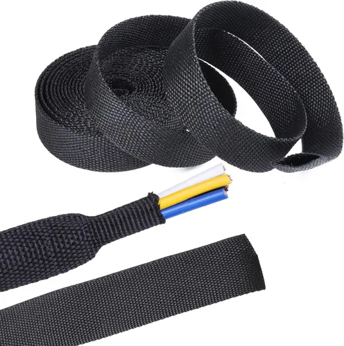 Vista 24 de Tubo de tela trenzada termorretráctil 2 en 1, ajuste ideal para manguera/cable/alambre de forma irregular (1-1/8 pulgadas, 14 pies)