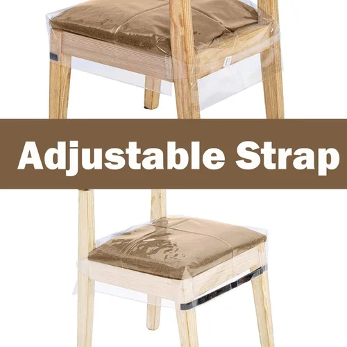 Vista 5 de Paquete de 2 fundas de plástico para sillas, fundas de asiento de plástico para sillas de comedor, resistentes a manchas, agua y gatitos, protector