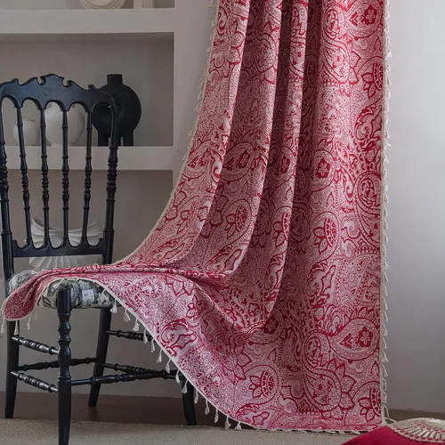 Vista 25 de ENJOYBRIDAL - 2 paneles de cortinas, florales, estilo bohemio, de granja, rústico o clásico, semitraslúcidas, con bolsillo para cortinero y borlas
