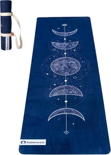 Vista 10 de Tapete de yoga con correa de 5 mm antideslizante de gamuza y TPE - Tapete ecológico para fitness y ejercicio para gimnasio en casa, pilates, yoga