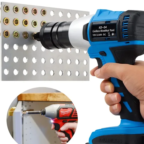 Vista 6 de 25 piezas de tuercas de remache de agarre múltiple de acero con vástago precurvado y acabado de zinc, tuercas de inserción roscadas de cabeza plana