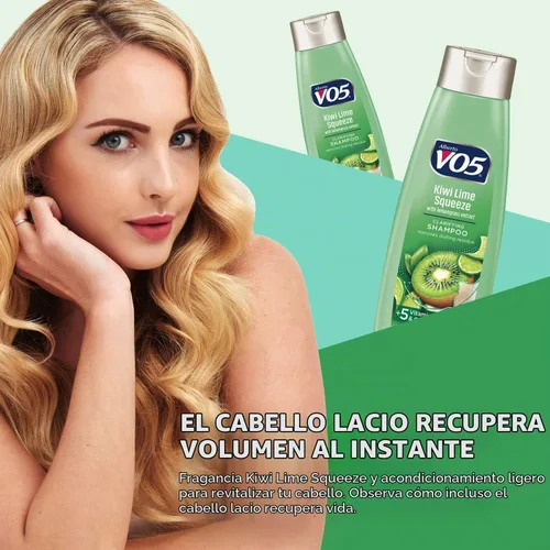 Vista 3 de VO5 Herbal Escapes - Champú aclarante – 12.5 onzas líquidas – Kiwi Lime Squeeze – Ayuda a nutrir, hidratar e hidratar el cabello dejándolo con un