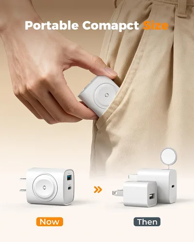 Vista 5 de Bloques de carga para Apple Watch, bloque de carga PD 20W USB C 3 en 1 con carga inalámbrica inteligente incorporada para reloj inteligente Blanco